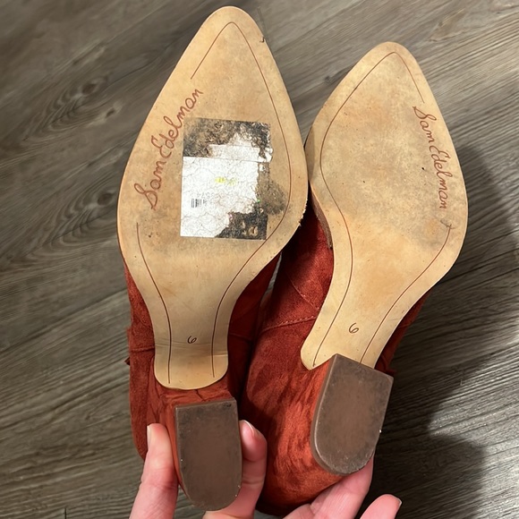 Sam Edelman Niomi Suede Western Booties In Red Paprika Size 6 - Picture 8 of 11